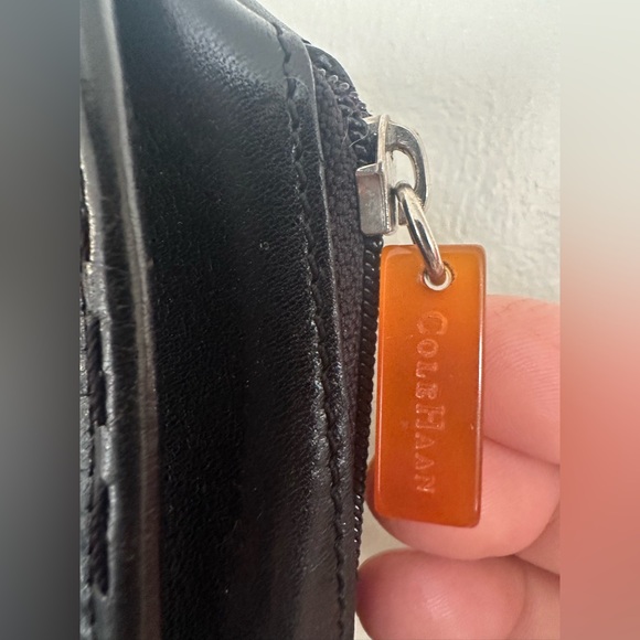 Cole Haan Vintage Black Leather Satchel with Amber Resin Hardware - Picture 11 of 15